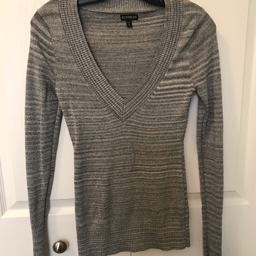 Express Striped Gray Sweater